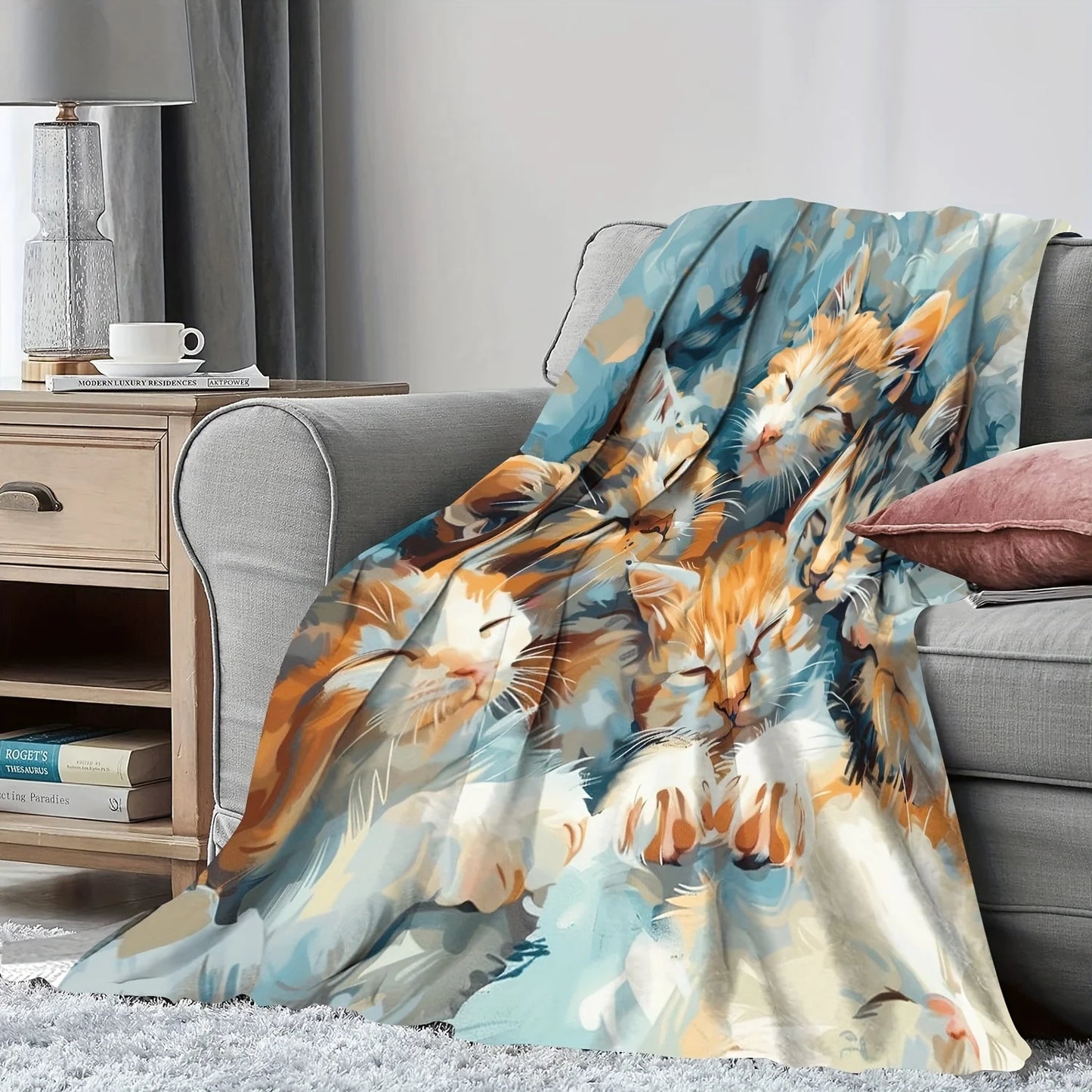 Cozy Cat Lover's Flannel Throw Blanket