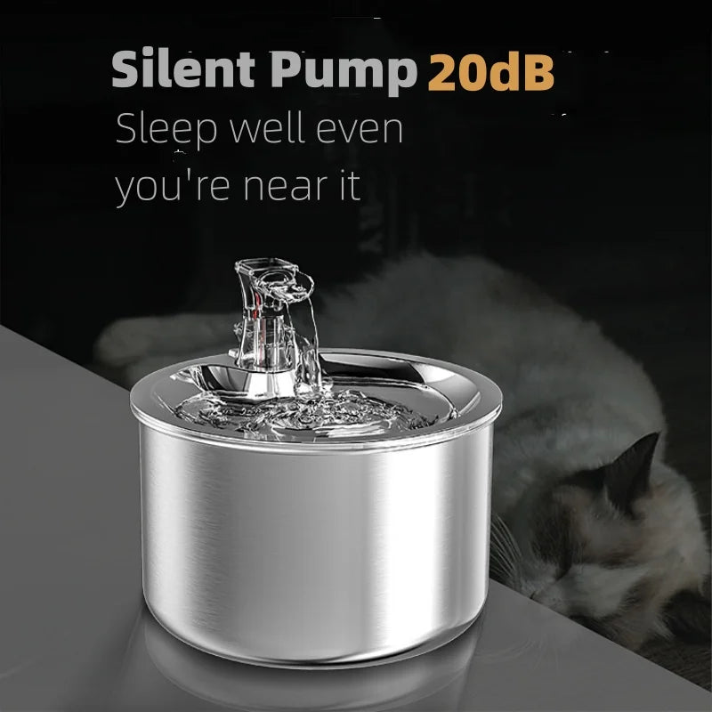 2L Automatic Stainless Steel Pet Water Dispenser Water Fountain