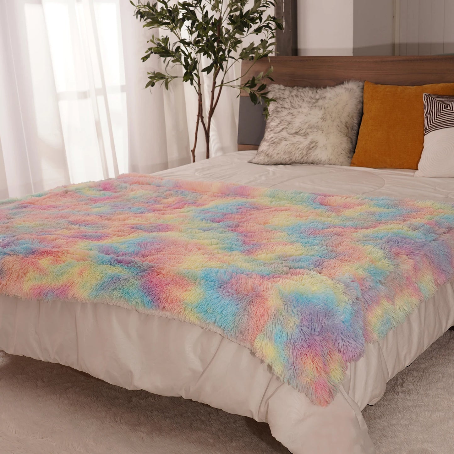 Soft Rainbow plush blanket