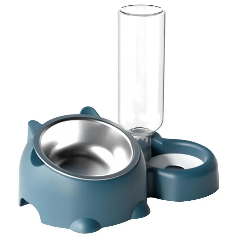 Double Dog/Cat Water and Food Bowls Automatic Water Bottle