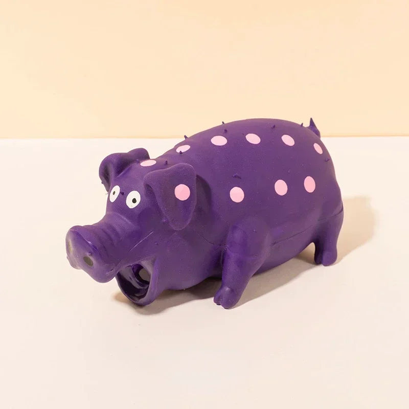 Durable Rubber Squeaky Pig Dog Chew Toy Interactive Toy