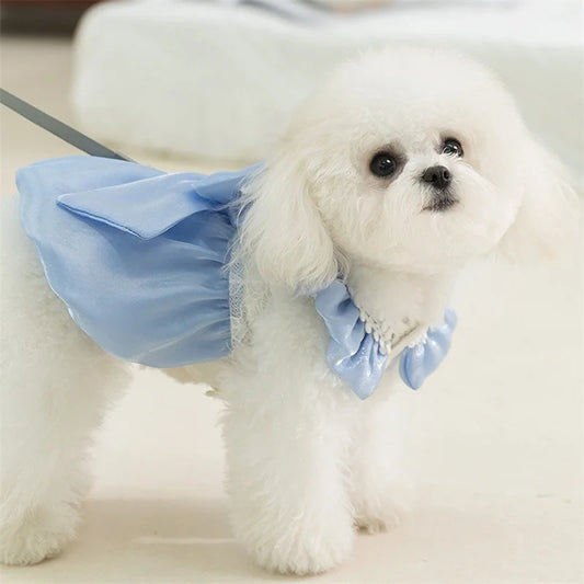 Adorable Tutu Dress with Bowknot Lace Princess Puppy Clothes/Female Cat Skirt