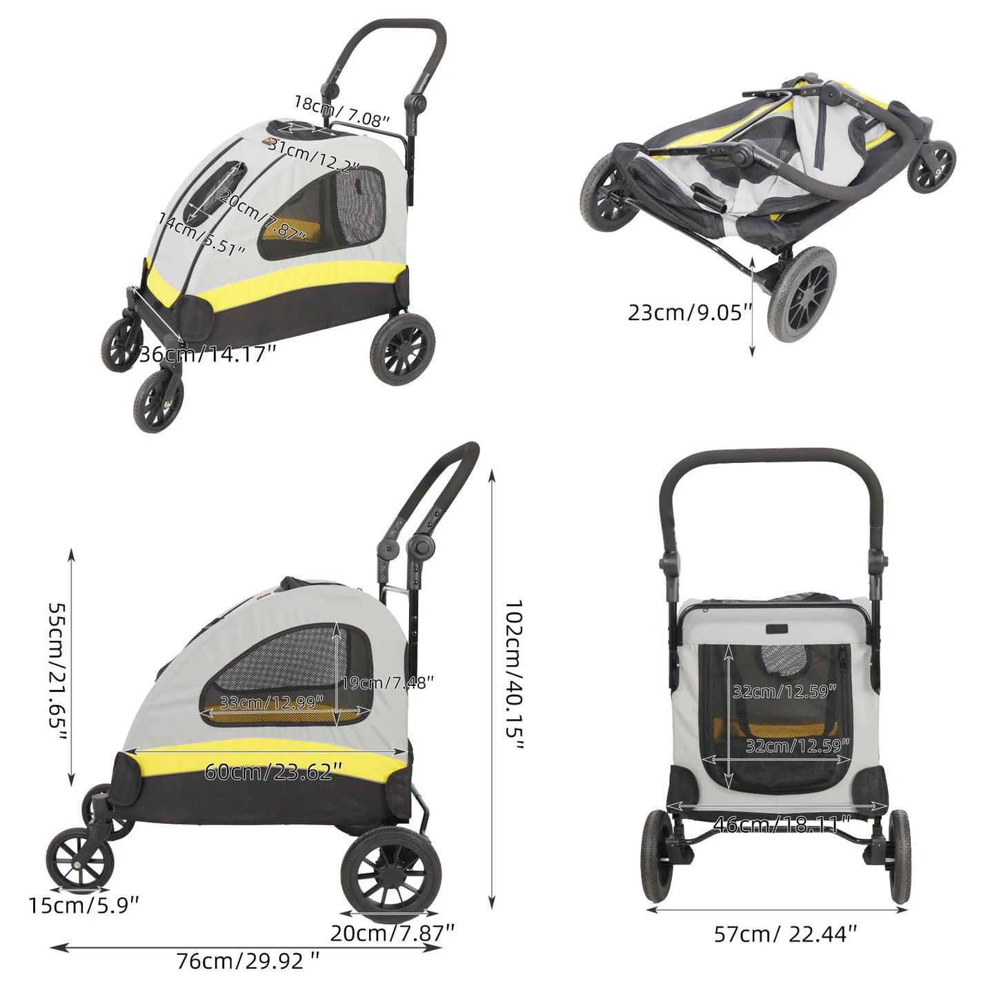 Premium Dog Stroller, Foldable Cart, Pet Jogger Wagon