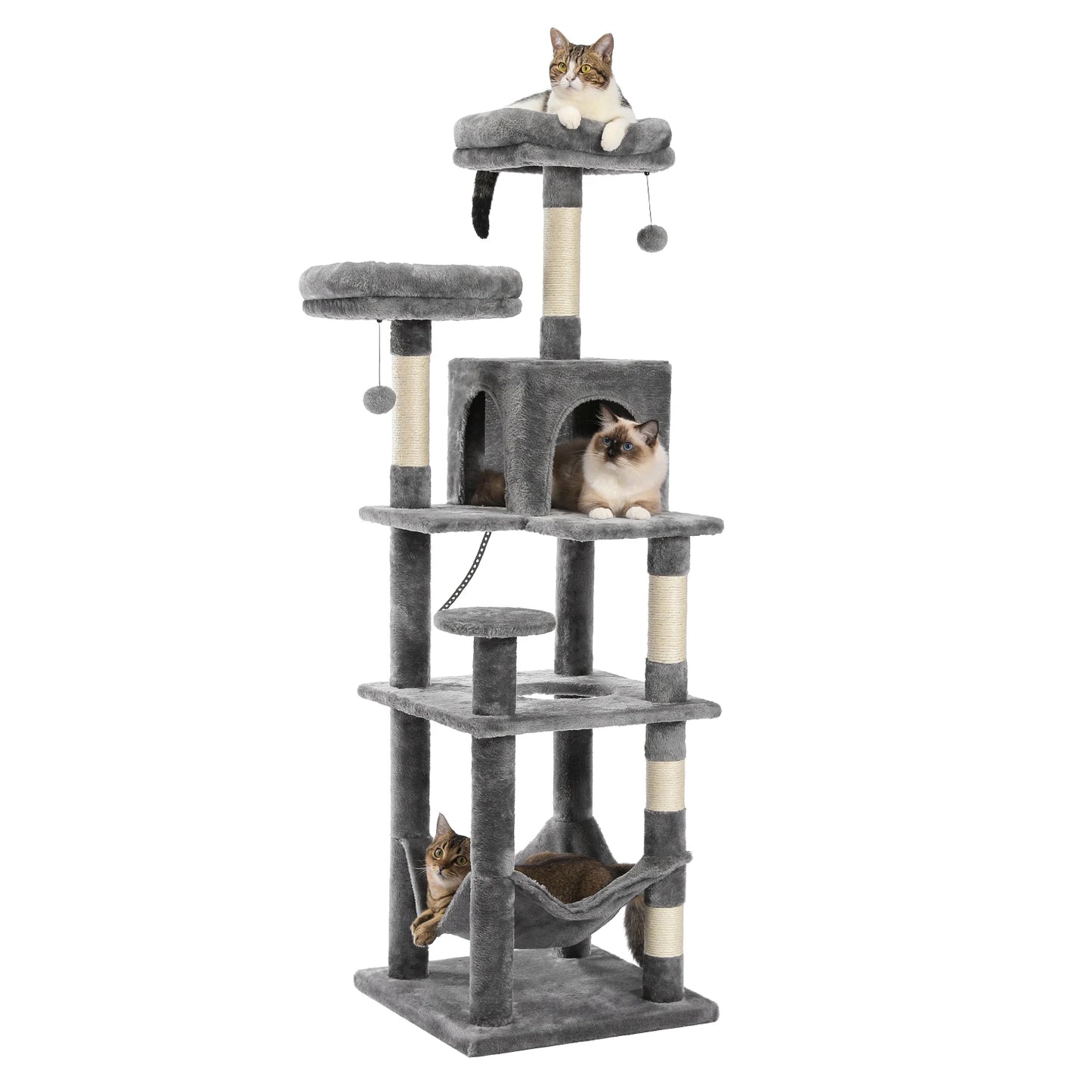 Indoor Multi-Level Plush Cat Condo with Scratching Posts Perches Caves