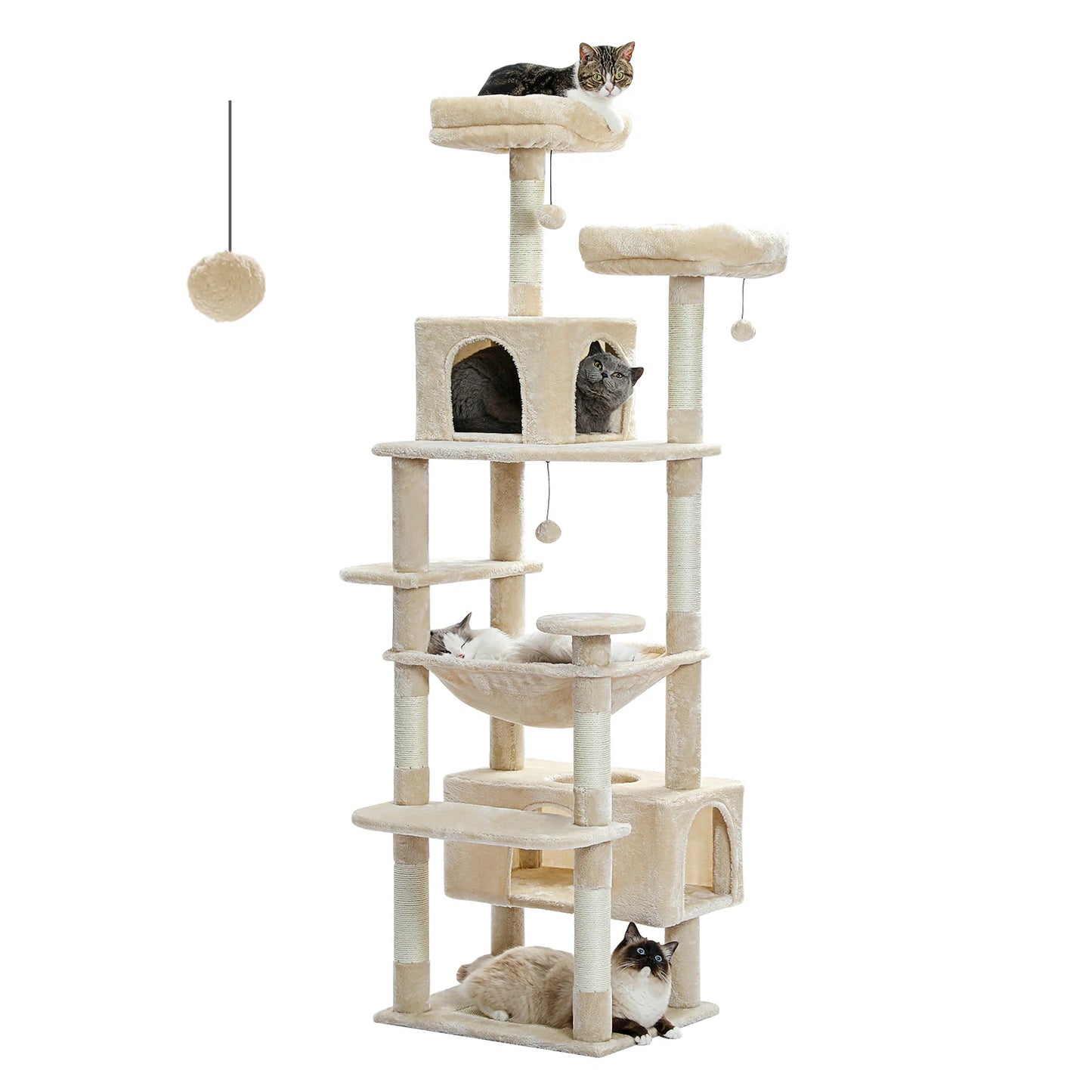 Large Cat Tree and Tower for Indoor Cats Spacious Hammock Perches