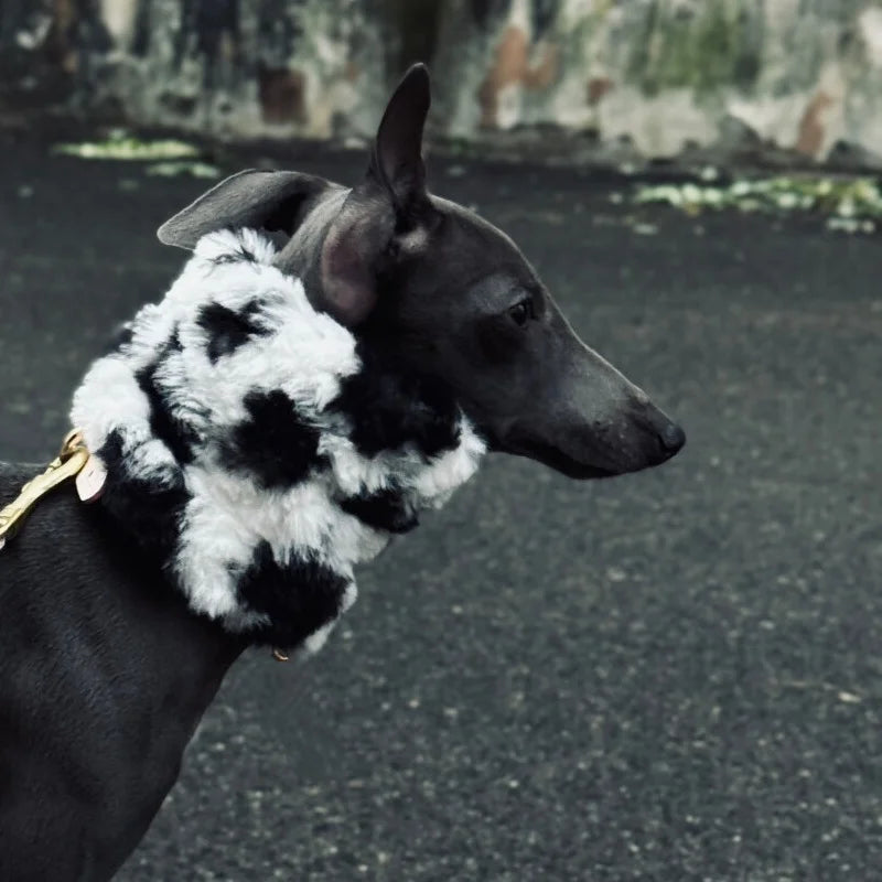 Warm Anti-Freeze Ear Muffs for Dogs, Black White Soft Skin-friendly Fleece Scarf