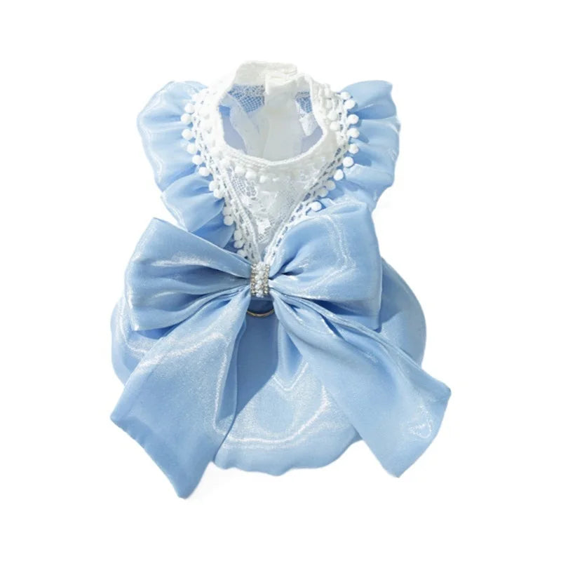 Adorable Tutu Dress with Bowknot Lace Princess Puppy Clothes/Female Cat Skirt