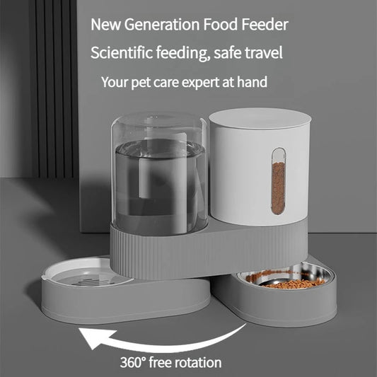 Automatic Pet Feeder and Waterer, Large Capacity Dry /Wet Food Separate Dispenser