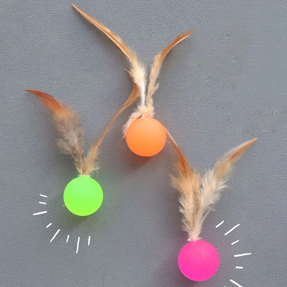 5pcs Funny Elastic Ball Interactive Toy Feather Football Toys