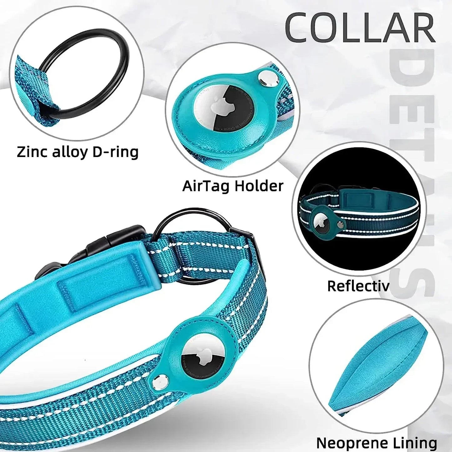New Reflective Apple Airtag Pet Collar, Protective Waterproof Tracker