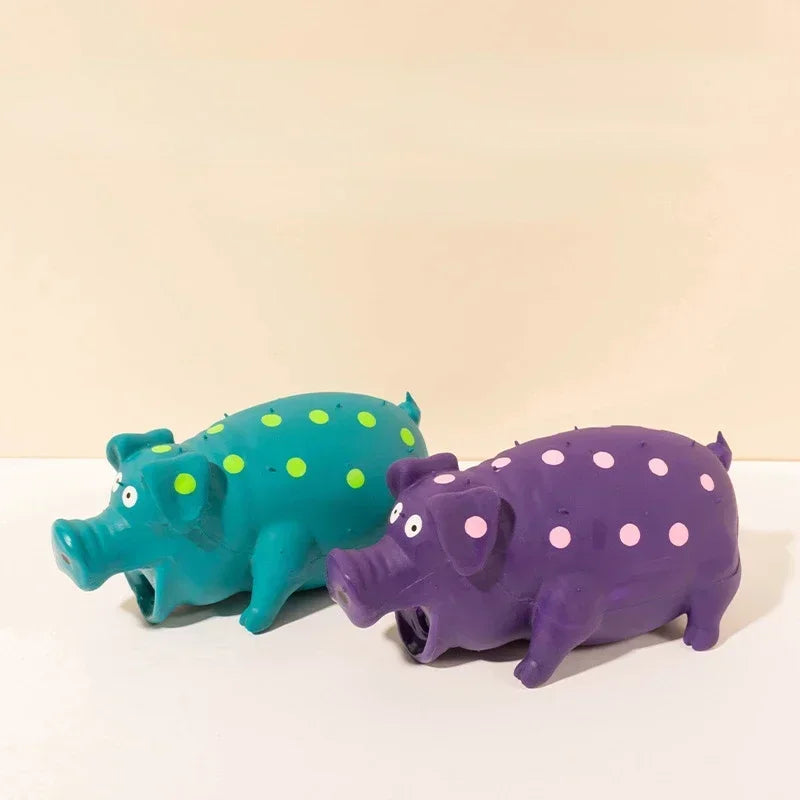 Durable Rubber Squeaky Pig Dog Chew Toy Interactive Toy