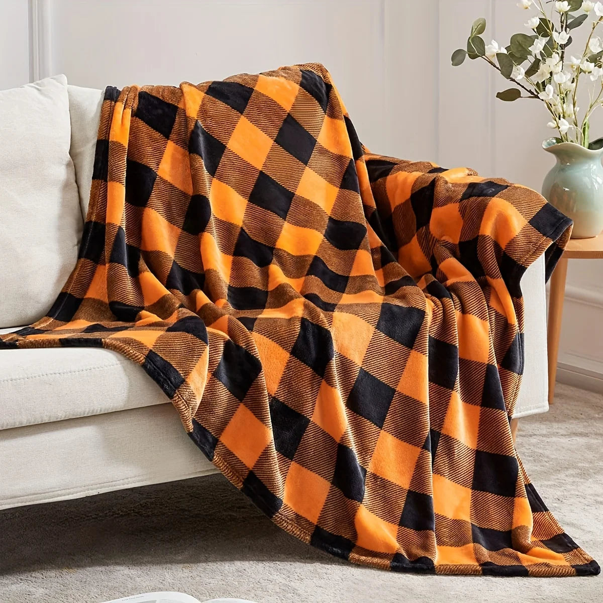 Halloween Plaid Blanket, Bed Blanket Office Throw Blanket,