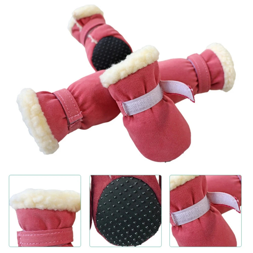 4Pcs Dog Snow Boots Autumn & Winter Small/Medium Dog/Cats S-XL Non-Slip Soles