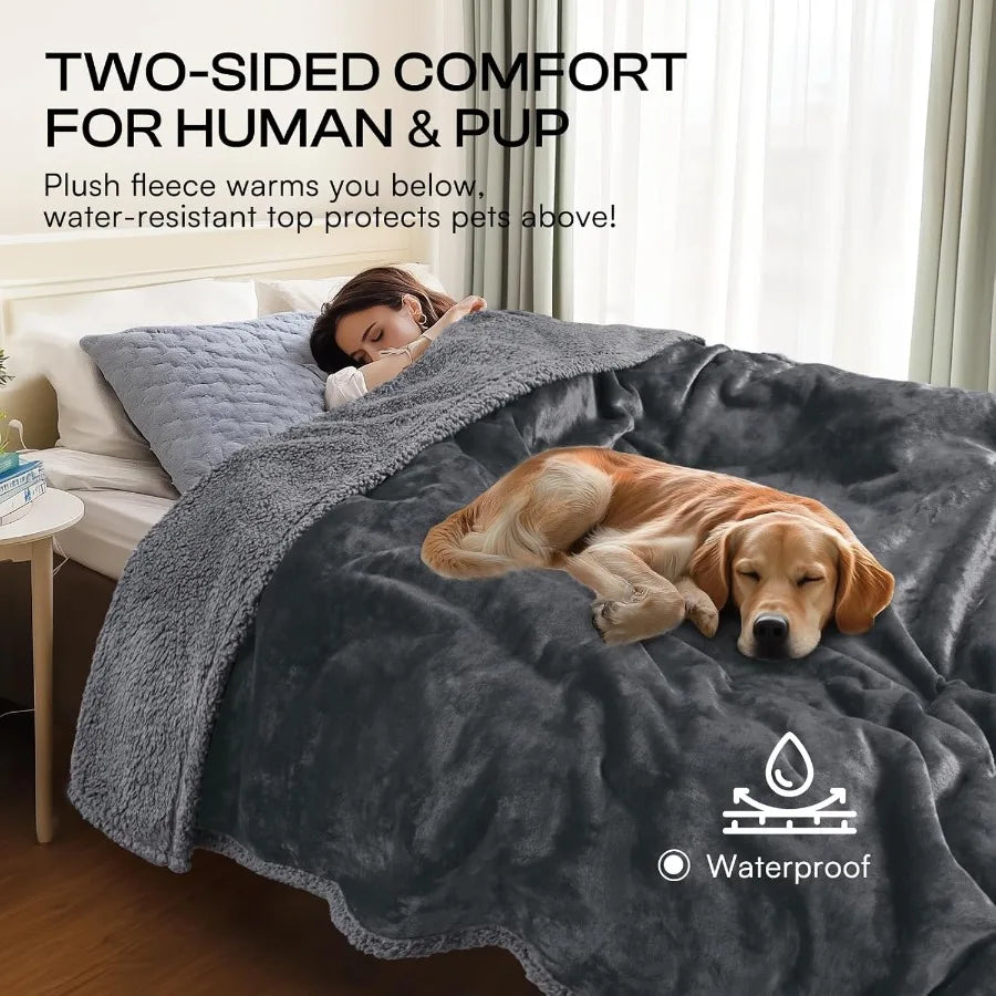 Waterproof Pet Blanket Reversible Sherpa Furniture Protector