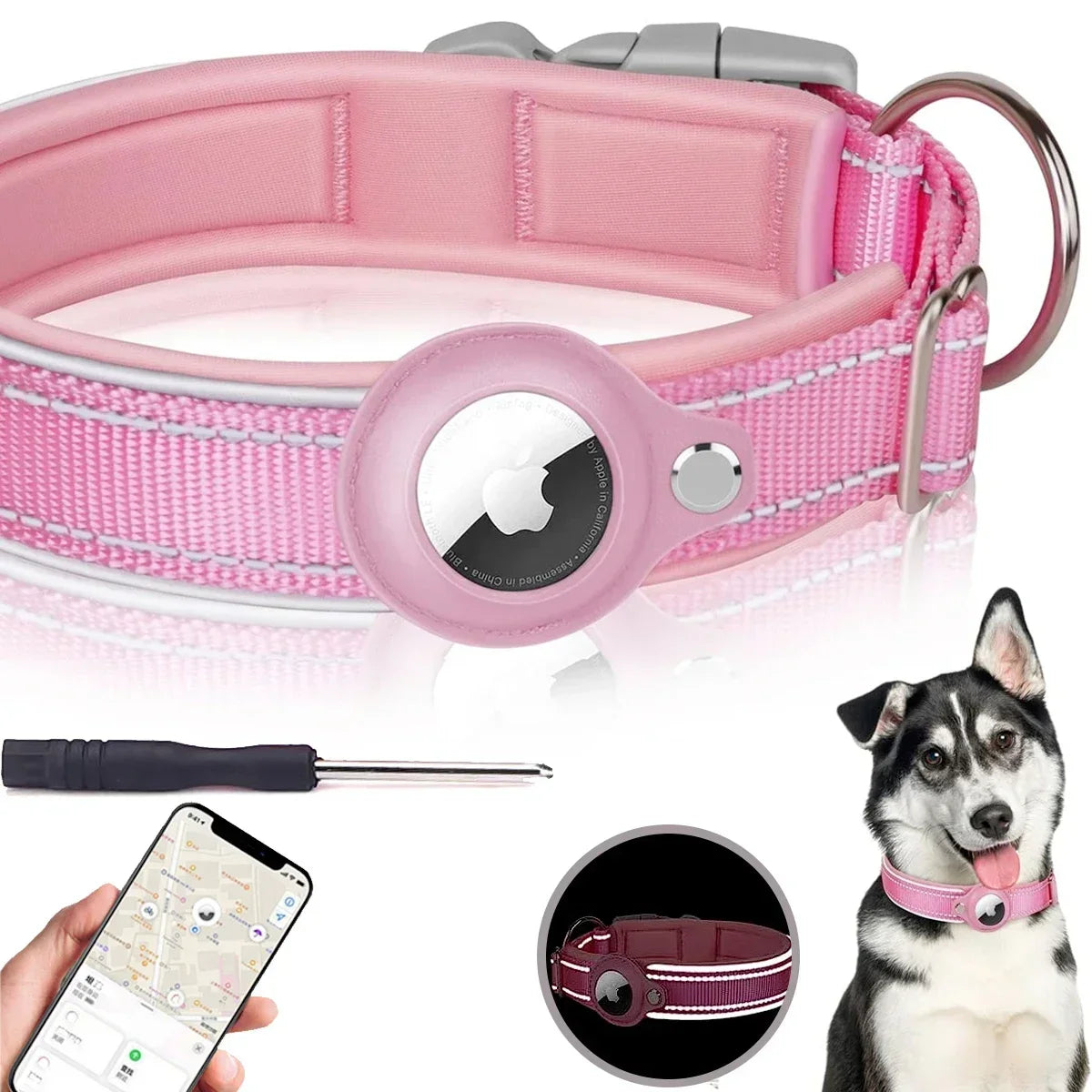 New Reflective Apple Airtag Pet Collar, Protective Waterproof Tracker