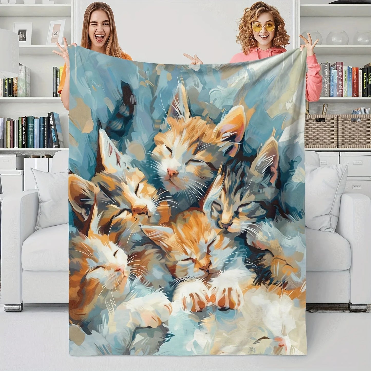 Cozy Cat Lover's Flannel Throw Blanket
