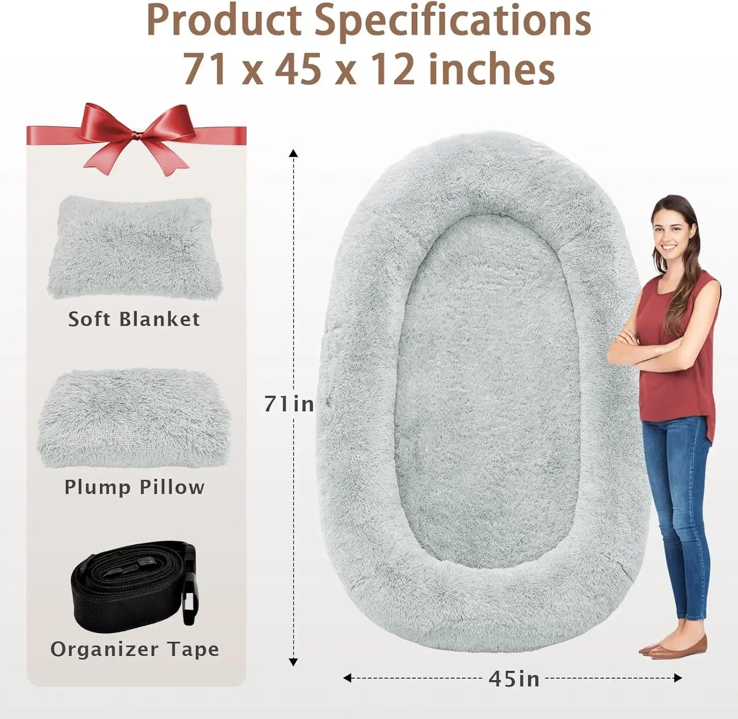 Human Dog Bed, Washable, Giant People Dog Bed Large Oversize Dog Bed