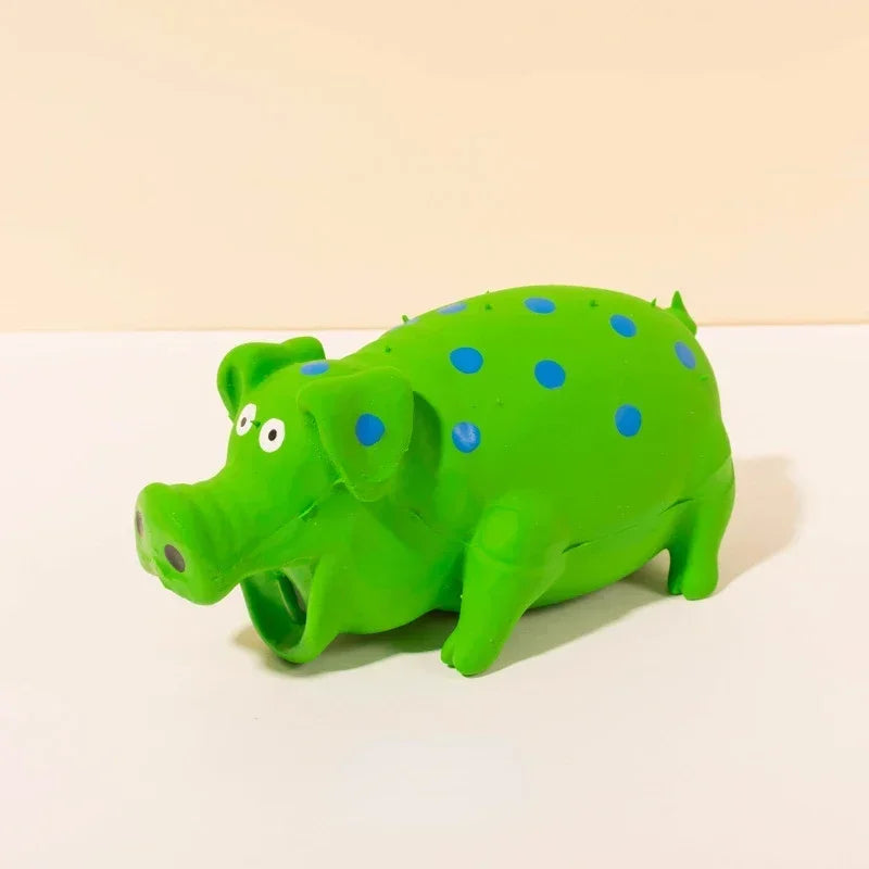 Durable Rubber Squeaky Pig Dog Chew Toy Interactive Toy