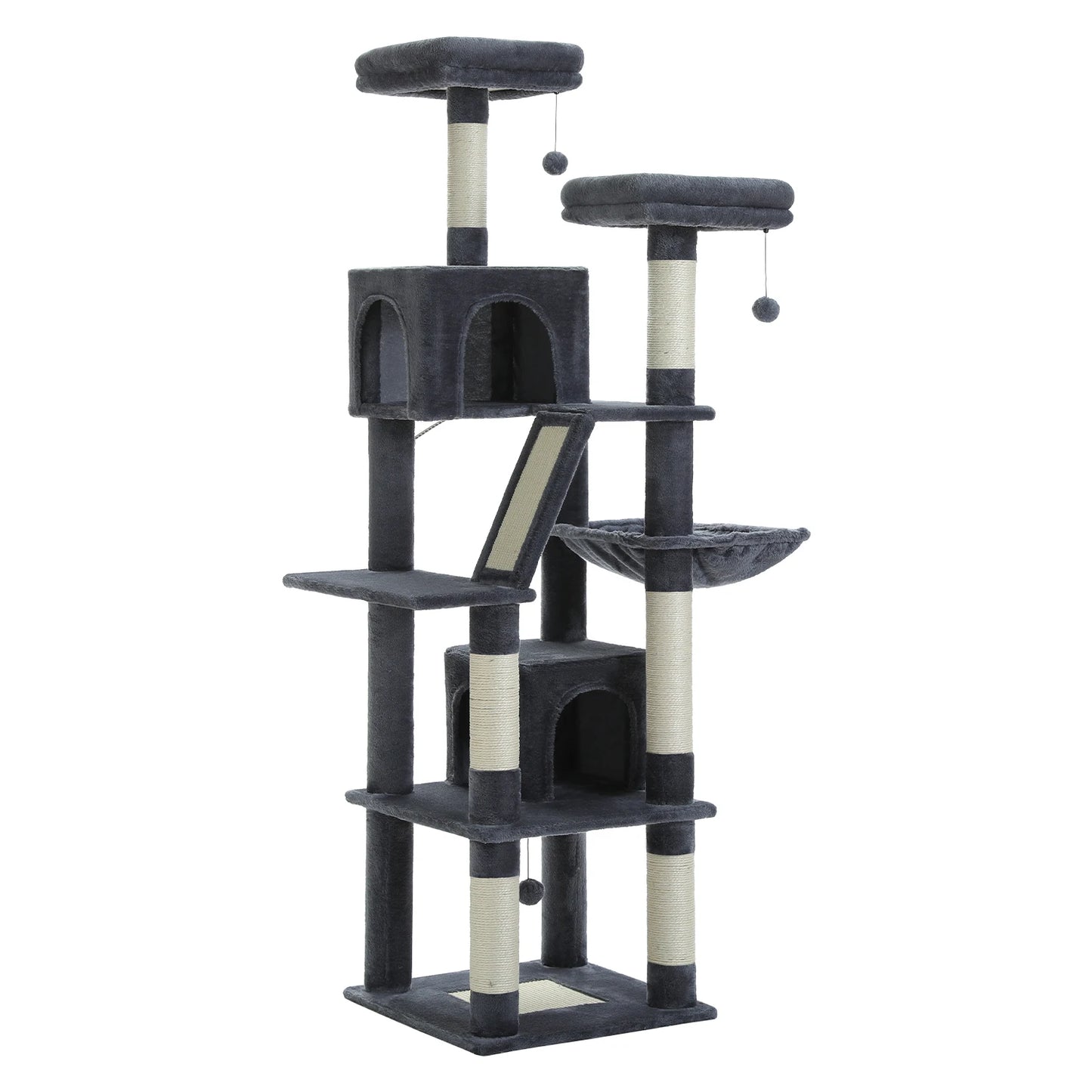 Indoor Multi-Level Plush Cat Condo with Scratching Posts Perches Caves