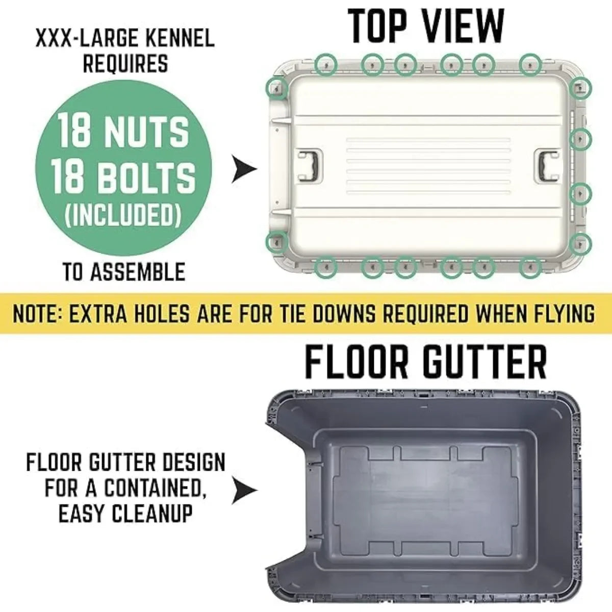 XXX-Large Airline Approved Plastic Dog Crate, Rolling Kennel with Wire Door