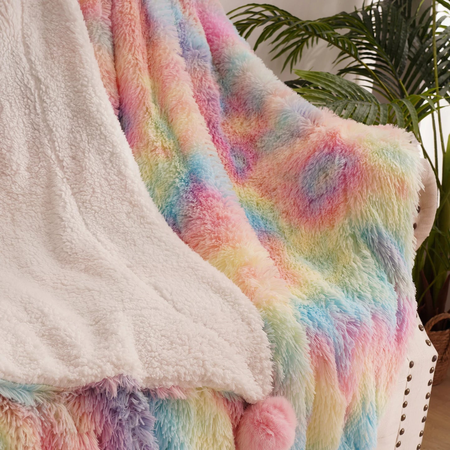 Soft Rainbow plush blanket