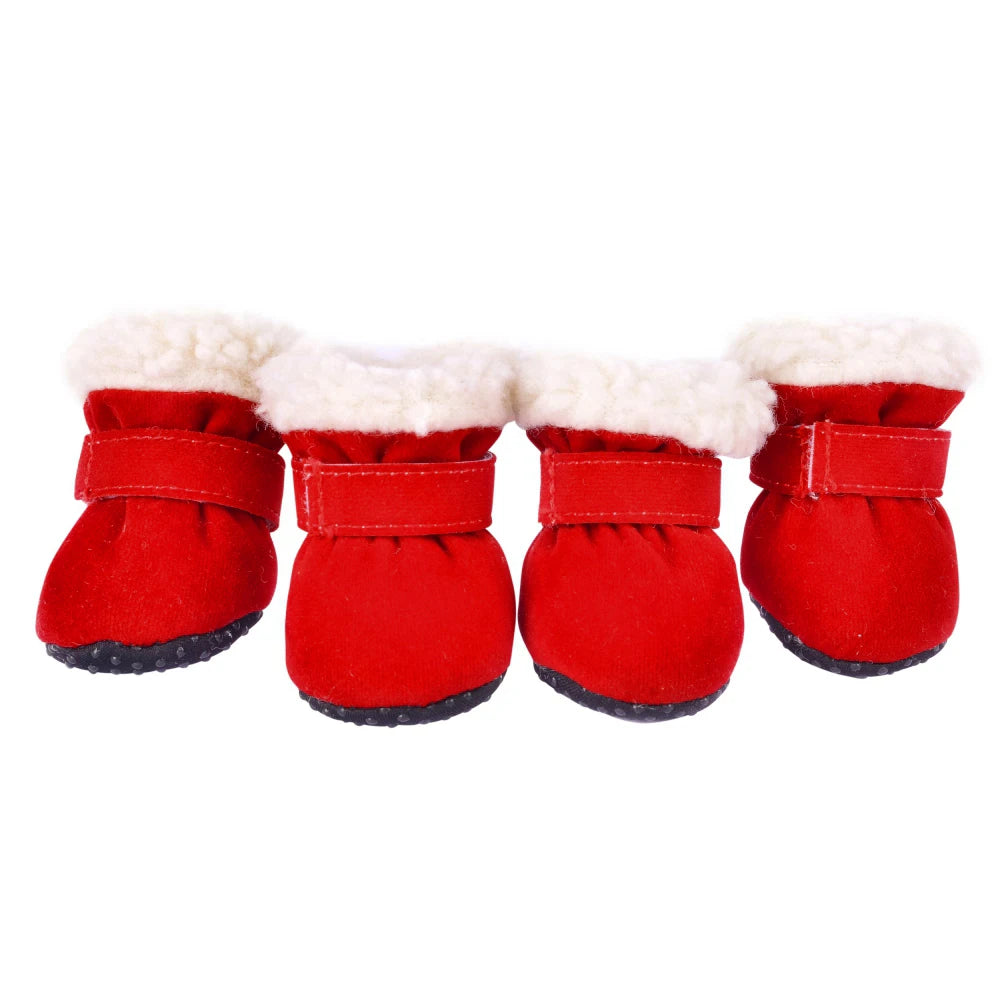 4Pcs Dog Snow Boots Autumn & Winter Small/Medium Dog/Cats S-XL Non-Slip Soles