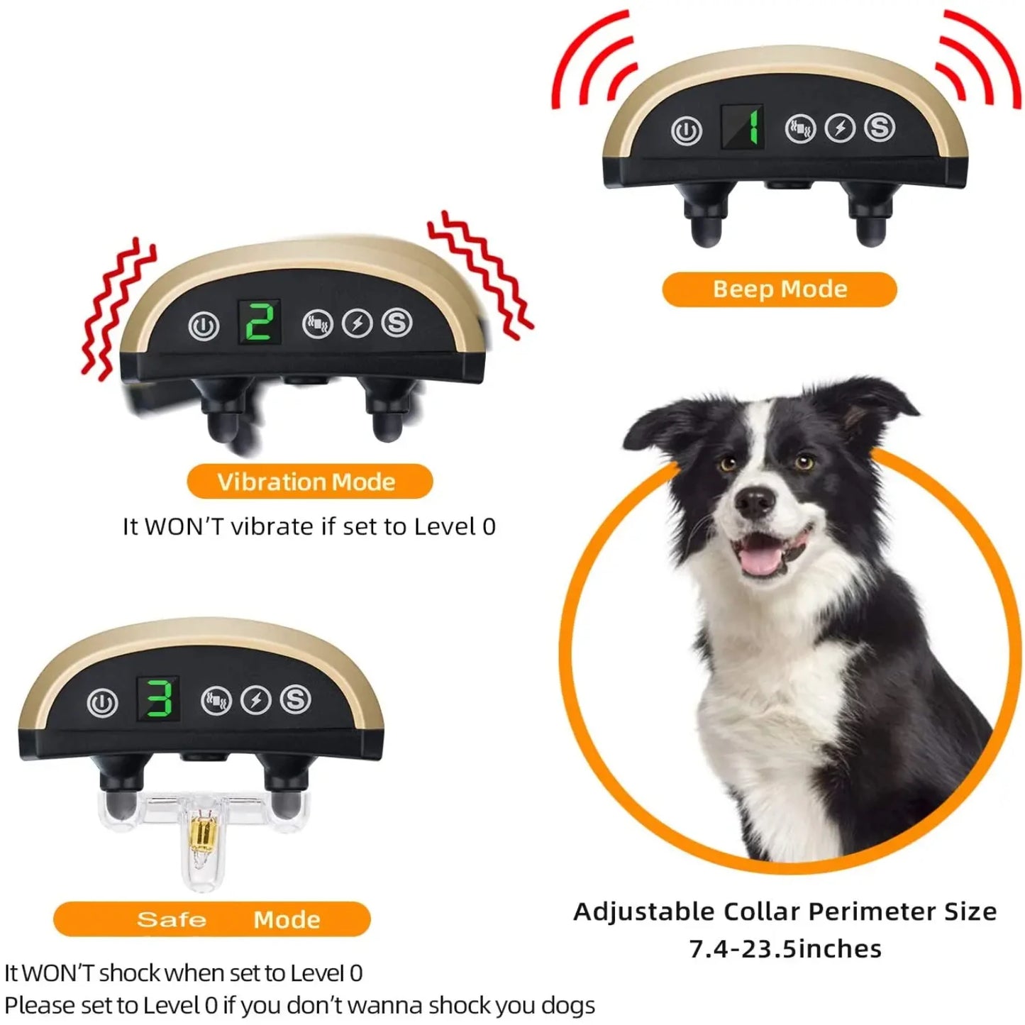 Anti Bark Dog Training Collar with Vibration Beep, Rechargeable, Waterproof for Small Medium Large Dog
