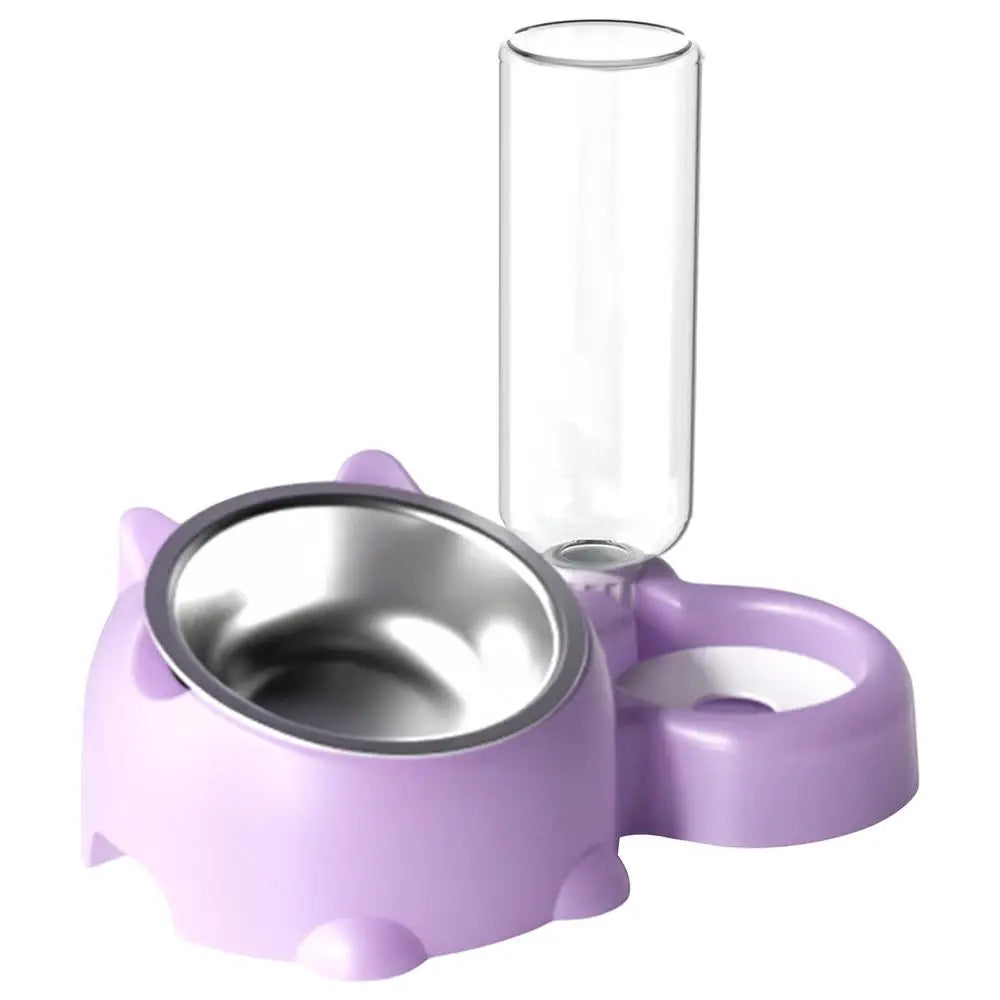 Double Dog/Cat Water and Food Bowls Automatic Water Bottle