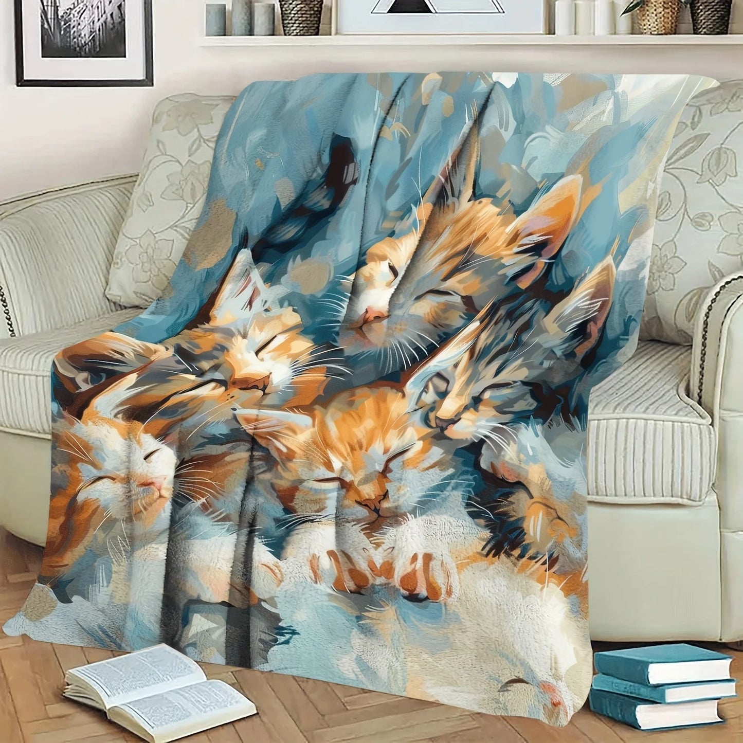 Cozy Cat Lover's Flannel Throw Blanket