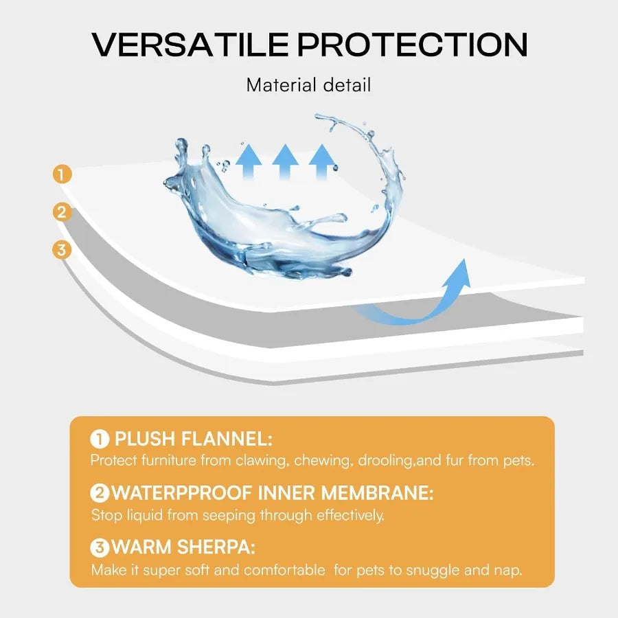 Waterproof Pet Blanket Reversible Sherpa Furniture Protector