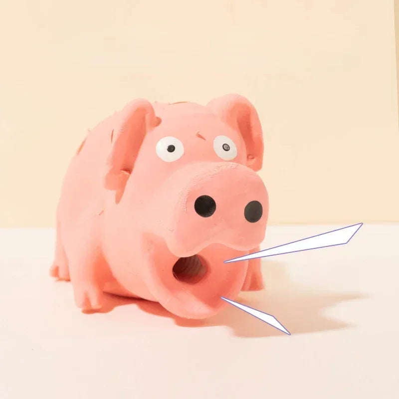 Durable Rubber Squeaky Pig Dog Chew Toy Interactive Toy