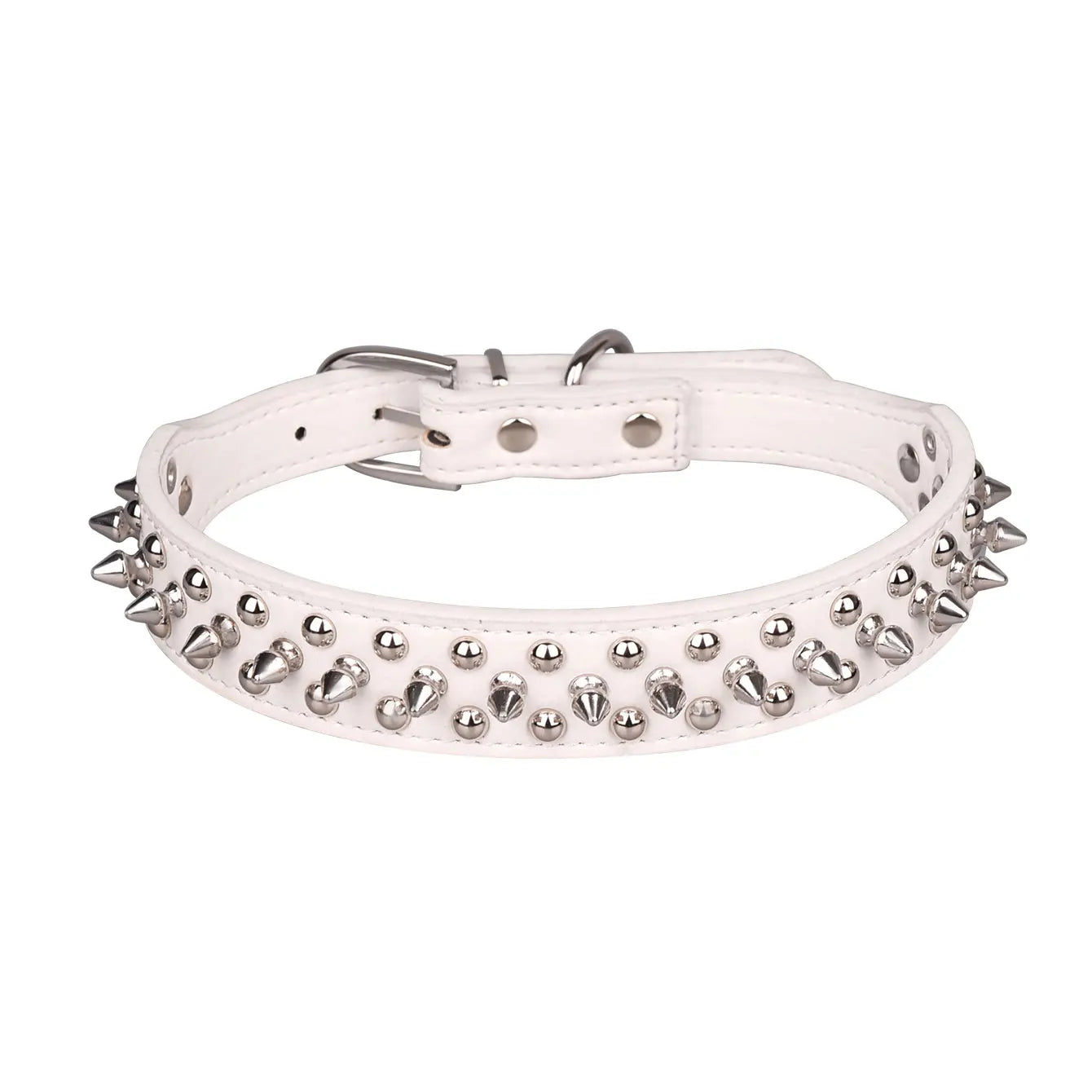 Adjustable rivet collar, anti-bite neck protection collar, durable PU leather and rust resistant metal rivets
