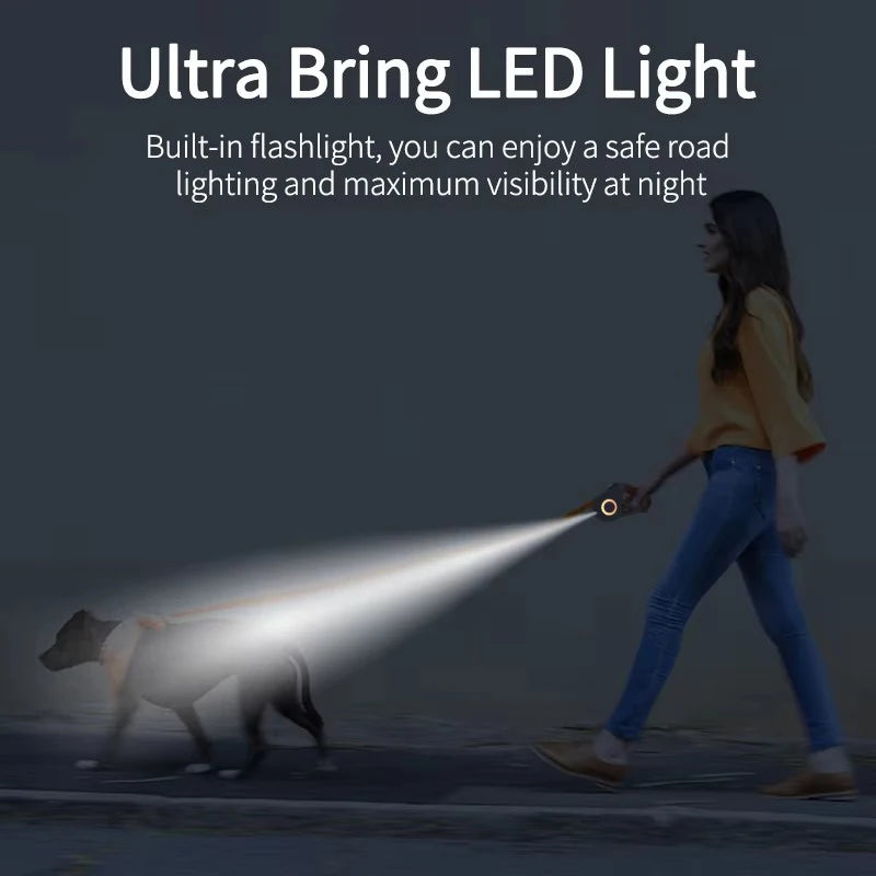 5M Automatic Retractable Dog Leash with Led Flashlight