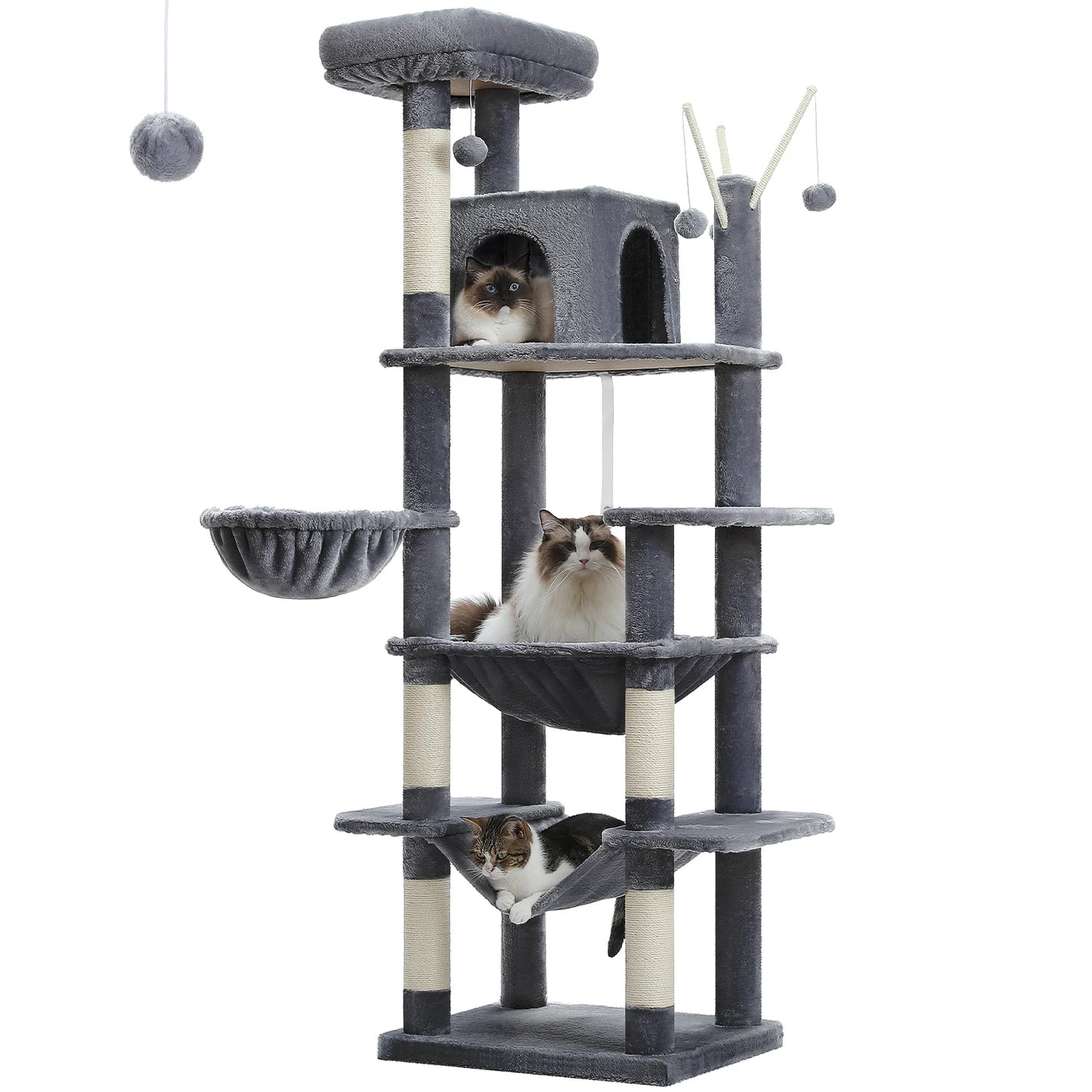 Indoor Multi-Level Plush Cat Condo with Scratching Posts Perches Caves