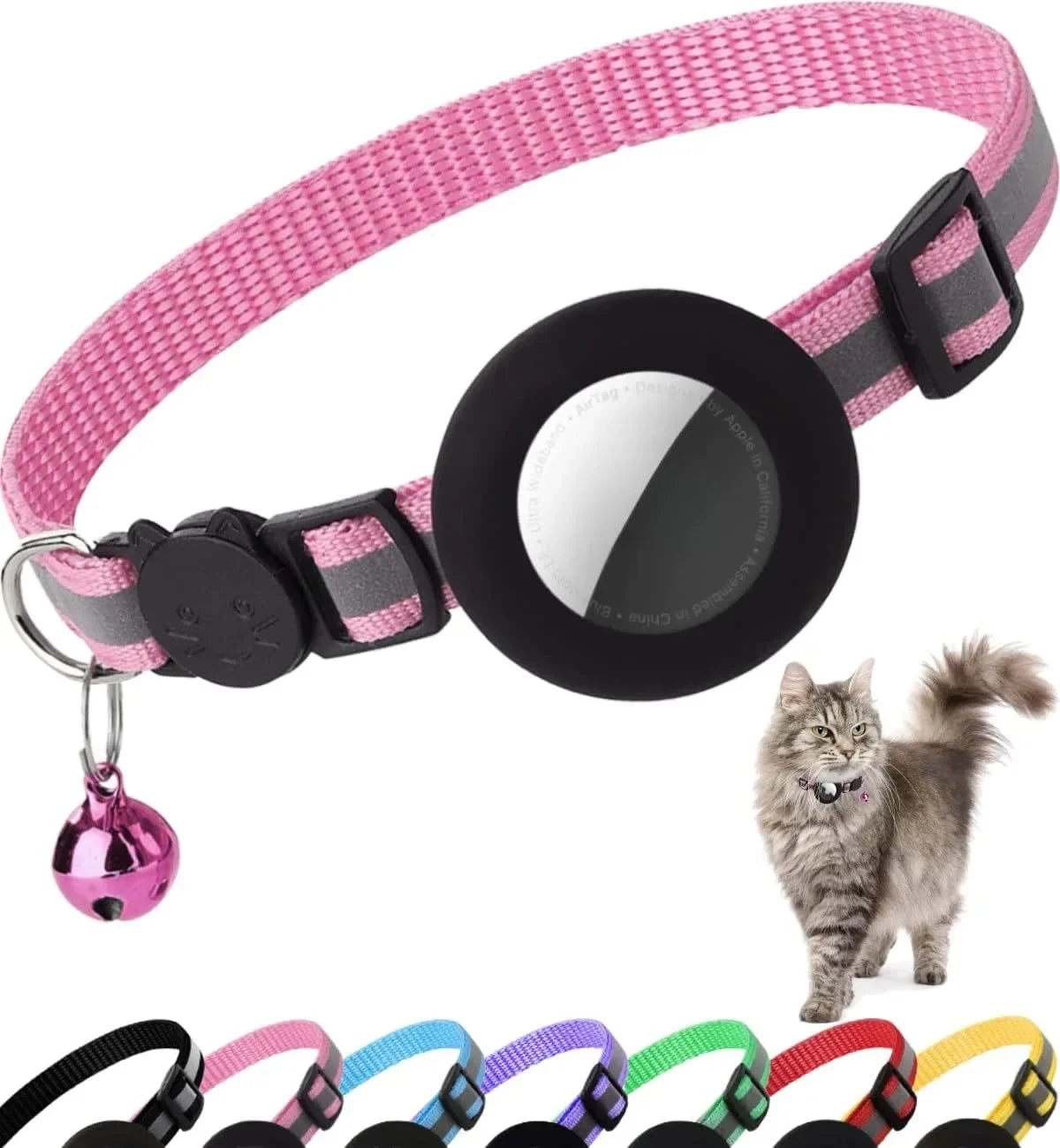 Adjustable Reflective Anti Choke Apple Airtag Collar
