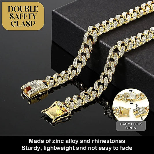 Luxury Gold Metal Dog Chain Collar For Small Medium Large Dogs/Cats