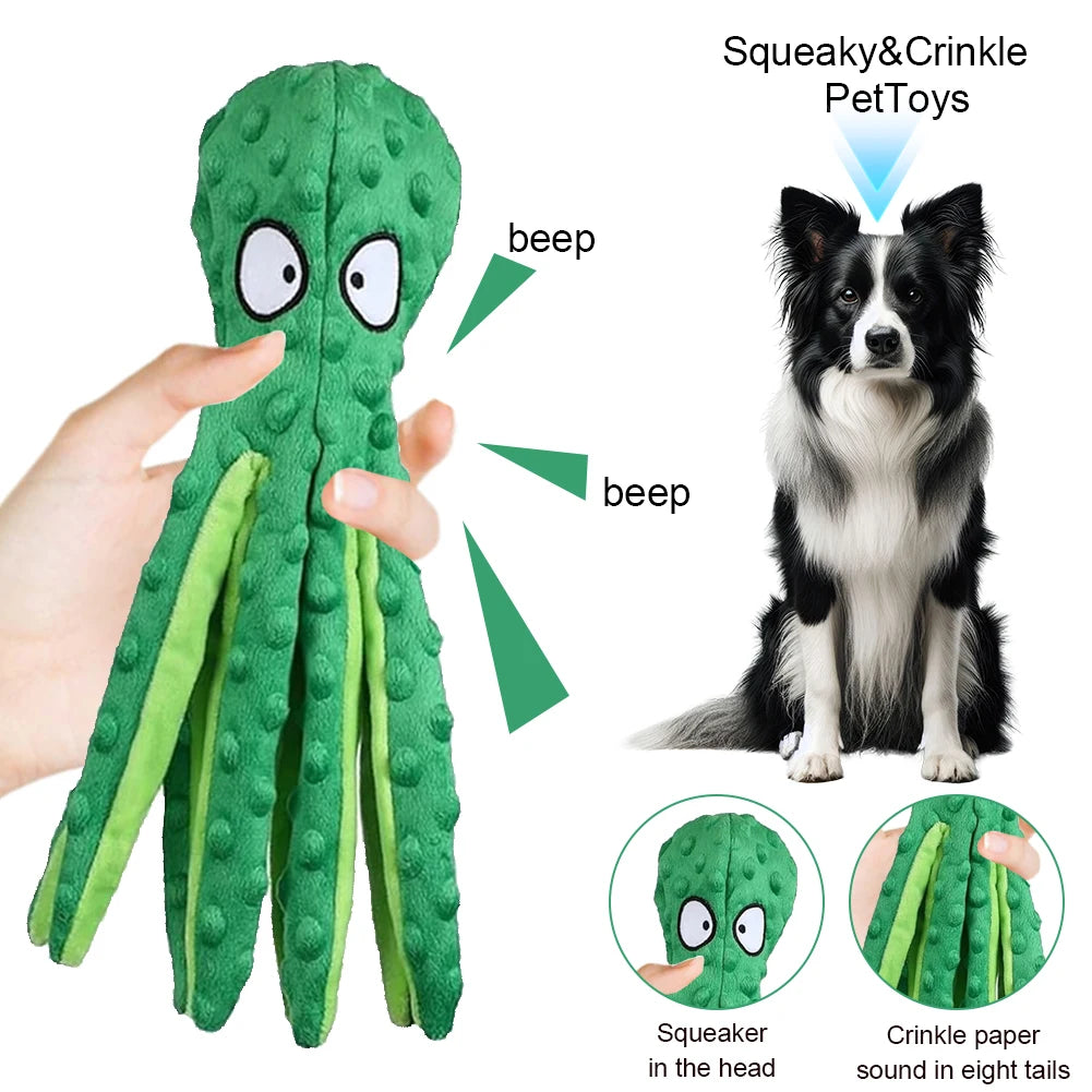 Indestructible Interactive Dog Toy, Plush Toy Octopus Bite Resistant