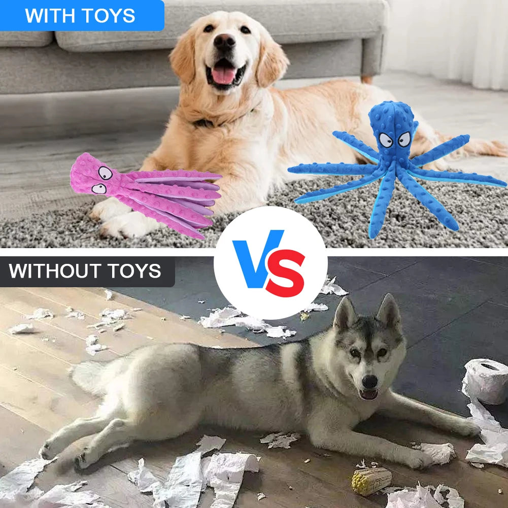 Indestructible Interactive Dog Toy, Plush Toy Octopus Bite Resistant