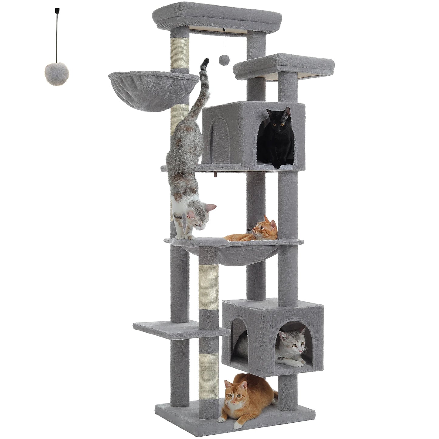 Indoor Multi-Level Plush Cat Condo with Scratching Posts Perches Caves