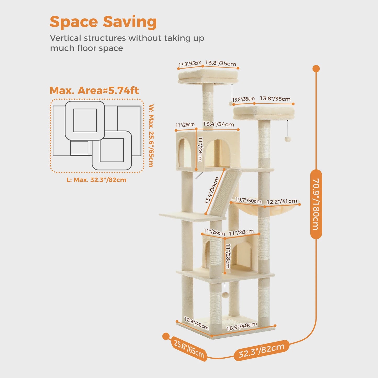 Indoor Multi-Level Plush Cat Condo with Scratching Posts Perches Caves
