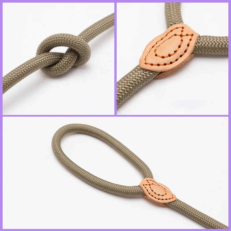 Adjustable Heavy Duty Braided Slip Rope Training Leashes for Small Medium Dogs