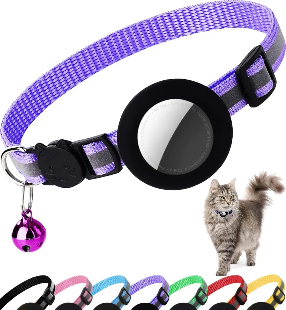 Adjustable Reflective Anti Choke Apple Airtag Collar