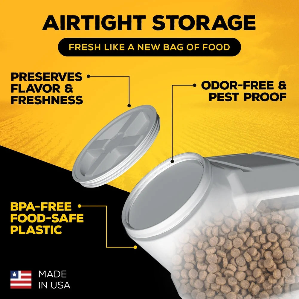 Airtight Food Storage Container, 50lb Capacity, Lockable, Waterproof, Sealed Pests Protection