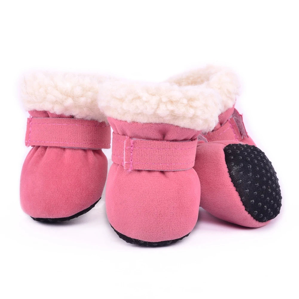 4Pcs Dog Snow Boots Autumn & Winter Small/Medium Dog/Cats S-XL Non-Slip Soles