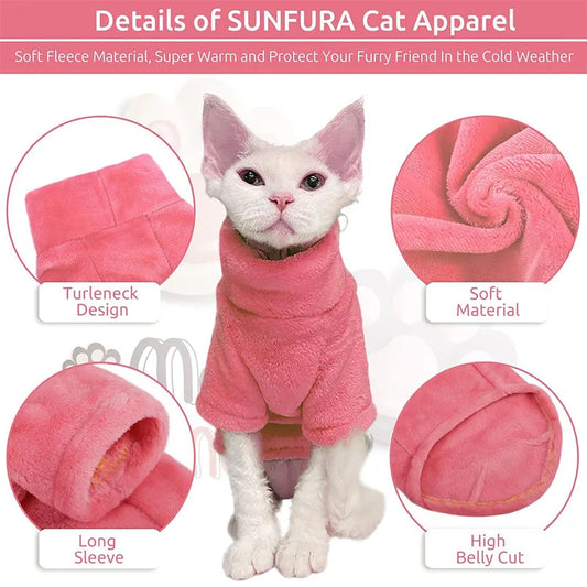 Sphynx Cat Sweater, Turtleneck Warm Winter Hairless Cat Clothes