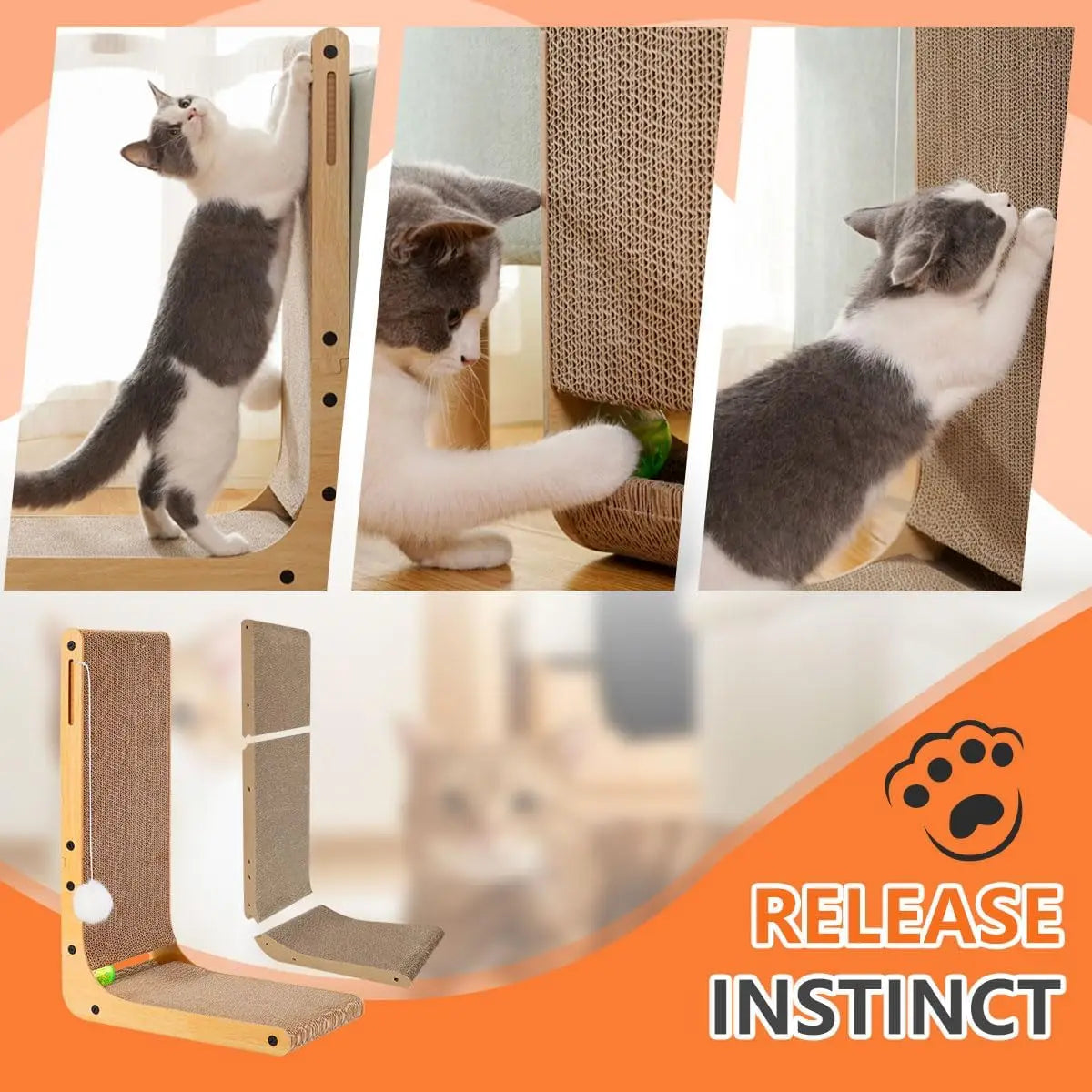 L Shape Cat Scratcher for Indoor Cats, Protects Furniture