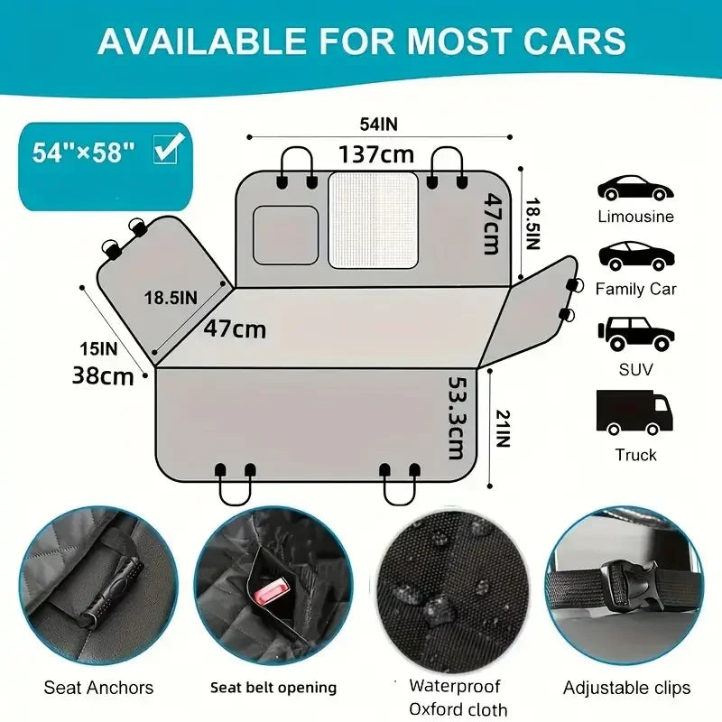 Hammock Car Seat Cover for Pets 100% Waterproof Durable