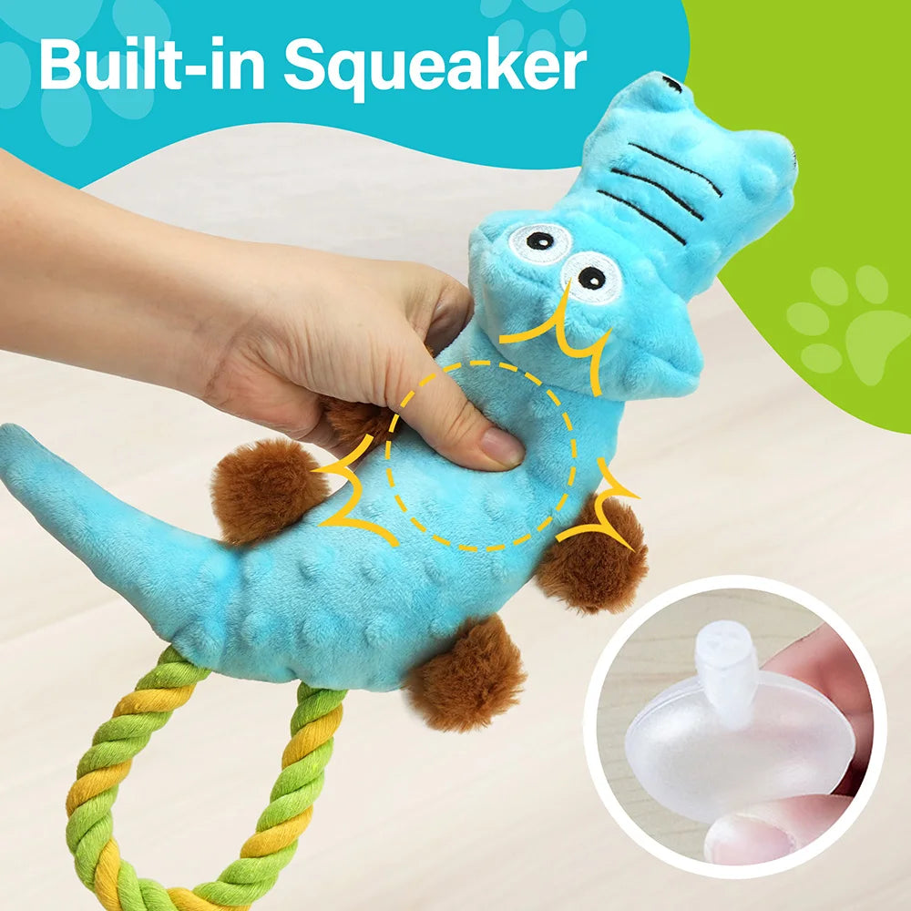 Tug of War Dog Toys Interactive Plush Puppy Squeaky Chew Toy