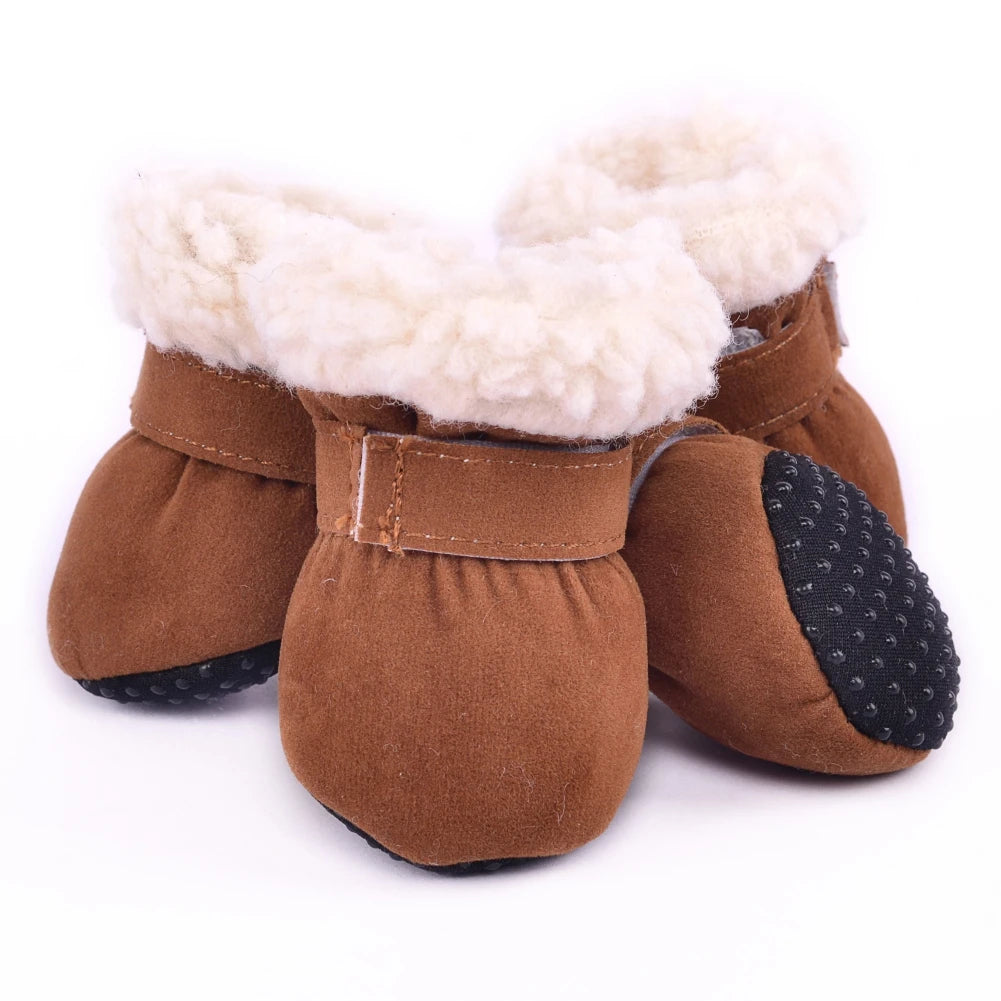 4Pcs Dog Snow Boots Autumn & Winter Small/Medium Dog/Cats S-XL Non-Slip Soles
