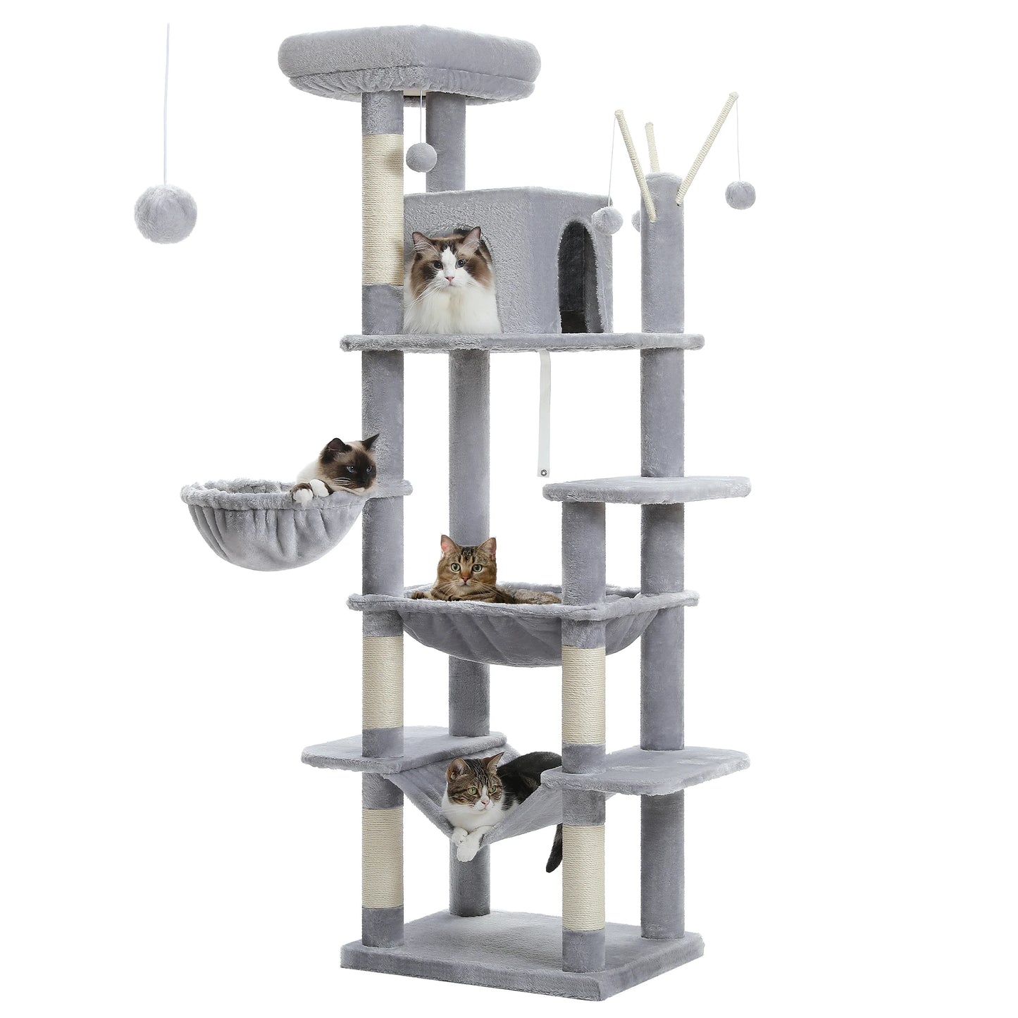 Indoor Multi-Level Plush Cat Condo with Scratching Posts Perches Caves
